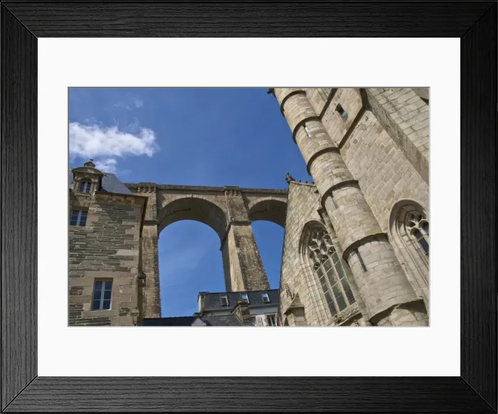 Framed Print : St. Melaine church dating from the 15th century, flamboyant gothic, and Viaduct, Morlaix, Finistere, Brittany, France, Europe Framed Print : St. Melaine church dating from the 15th century, flamboyant gothic, and Viaduct, Morlaix, Finistere, Brittany, France, Europe