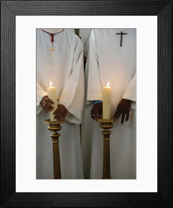 Framed Print : Catholic altar boys holding church candles, Seine-Saint-Denis, France, Europe Framed Print : Catholic altar boys holding church candles, Seine-Saint-Denis, France, Europe