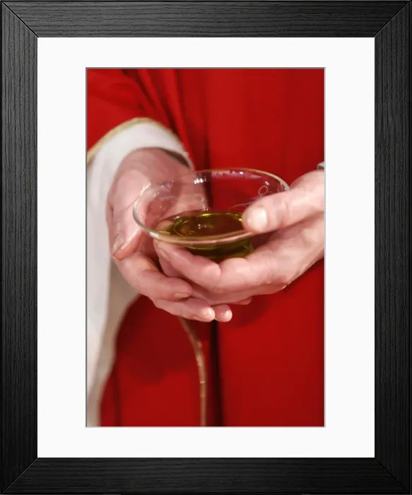Framed Print : Catholic priest holding sacred oil, Seine-Saint-Denis, France, Europe Framed Print : Catholic priest holding sacred oil, Seine-Saint-Denis, France, Europe
