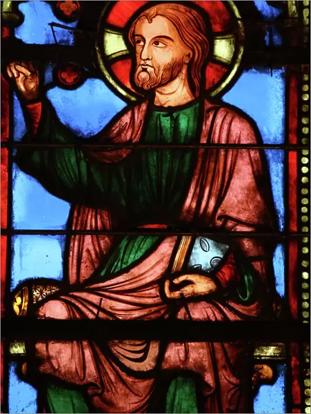 Stained glass window depicting Jesus, The Holy Chapel (La Sainte-Chapelle) Paris, France, Europe