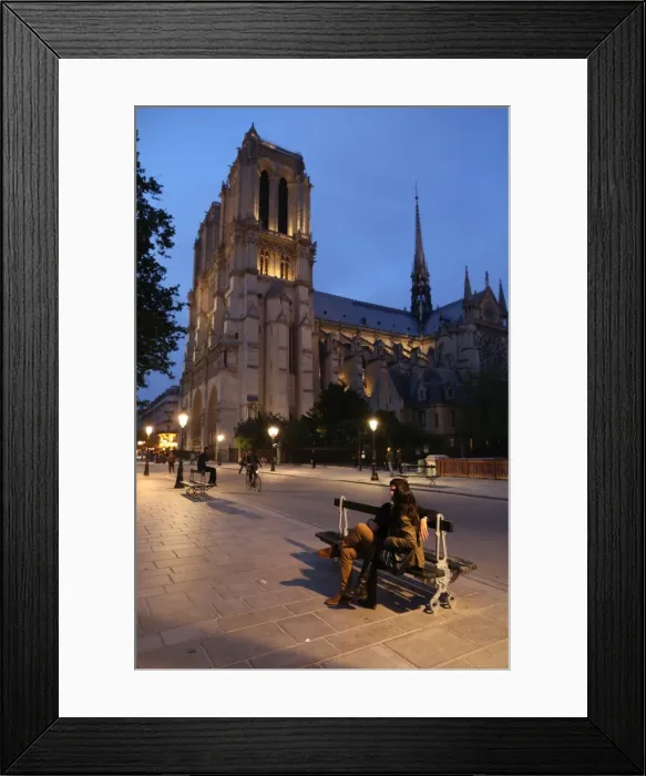 Framed Print : Notre Dame cathedral at night, Paris, France, Europe