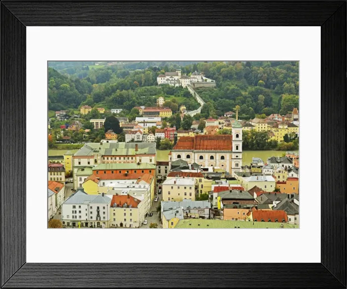 Framed Print : View of Passau with River Inn, Bavaria, Germany, Europe Framed Print : View of Passau with River Inn, Bavaria, Germany, Europe
