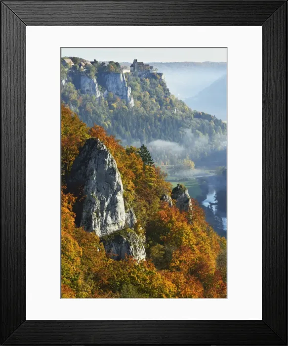 Framed Print : View from Eichfelsen near Irndorf of Donautal (Danube valley), Schaufelsen and Werenwag Castle, Swabian Alb, Baden-Wurttemberg, Germany, Europe Framed Print : View from Eichfelsen near Irndorf of Donautal (Danube valley), Schaufelsen and Werenwag Castle, Swabian Alb, Baden-Wurttemberg, Germany, Europe