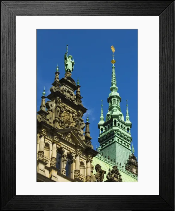 Framed Print : Ornate neo-renaissance architecture of the Hamburg Rathaus (City Hall), opened 1886, Hamburg, Germany, Europe