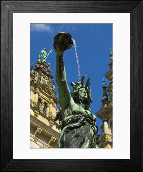 Framed Print : Neo-renaissance statue in a fountain at the Hamburg Rathaus (City Hall), opened 1886, Hamburg, Germany, Europe Framed Print : Neo-renaissance statue in a fountain at the Hamburg Rathaus (City Hall), opened 1886, Hamburg, Germany, Europe