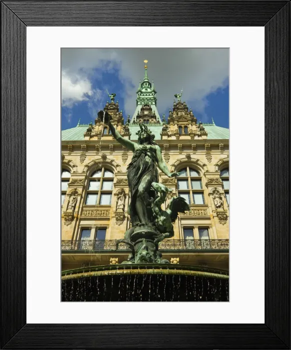 Framed Print : Neo-renaissance statues and fountain at the Hamburg Rathaus (City Hall), opened 1886, Hamburg, Germany, Europe Framed Print : Neo-renaissance statues and fountain at the Hamburg Rathaus (City Hall), opened 1886, Hamburg, Germany, Europe