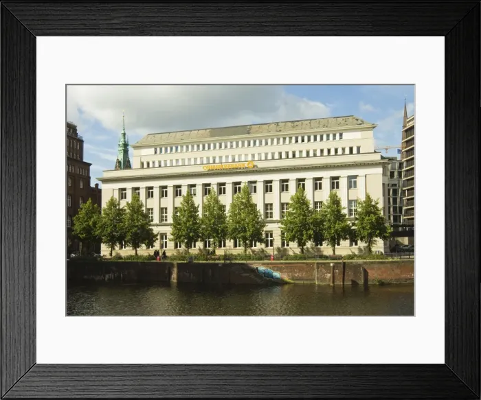 Framed Print : Branch of Commerzbank, the second largest bank in the country, on the Nikolaifleet, one of many waterways in the city, Hamburg, Germany, Europe Framed Print : Branch of Commerzbank, the second largest bank in the country, on the Nikolaifleet, one of many waterways in the city, Hamburg, Germany, Europe