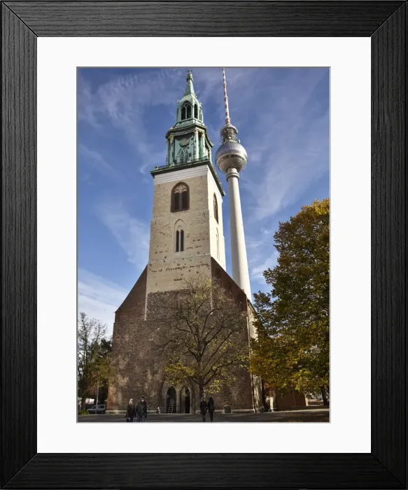 Framed Print : Tower of St. Marys church set against Berlins TV Tower, Berlin, Germany, Europe Framed Print : Tower of St. Marys church set against Berlins TV Tower, Berlin, Germany, Europe
