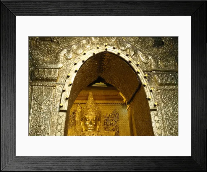 Framed Print : View of the Great Image, Mahamuni Buddha Temple, Mandalay division, Republic of the Union of Myanmar (Burma), Asia