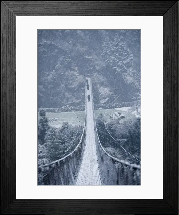 Framed Print : Footbridge, Dodh Kosi River, Khumbu (Everest) Region, Nepal, Himalayas, Asia