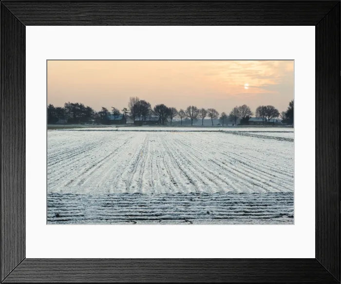 Framed Print : Low sun over ploughed fields covered in snow, Rijsbergen, North Brabant, The Netherlands (Holland), Europe Framed Print : Low sun over ploughed fields covered in snow, Rijsbergen, North Brabant, The Netherlands (Holland), Europe