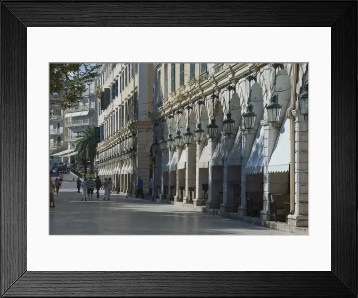 Framed Print : Liston Arcades, favouted meeting place at shaded tables for morning coffee, Corfu, Greek Islands, Greece, Europe Framed Print : Liston Arcades, favouted meeting place at shaded tables for morning coffee, Corfu, Greek Islands, Greece, Europe