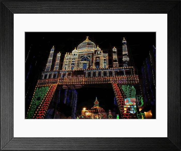 Framed Print : Lighting arrangements depicting the Taj Mahal, Kolkata, West Bengal, India, Asia Framed Print : Lighting arrangements depicting the Taj Mahal, Kolkata, West Bengal, India, Asia