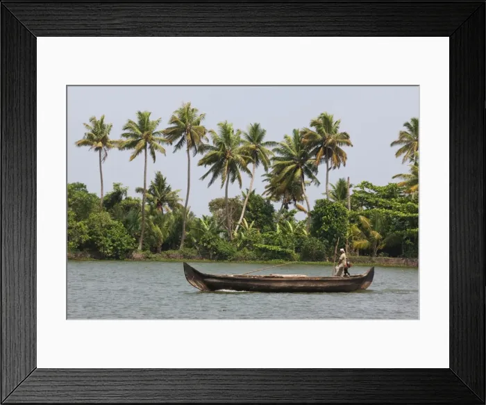 Framed Print : Fisherman in traditional boat on the Kerala Backwaters, Kerala, India, Asia Framed Print : Fisherman in traditional boat on the Kerala Backwaters, Kerala, India, Asia