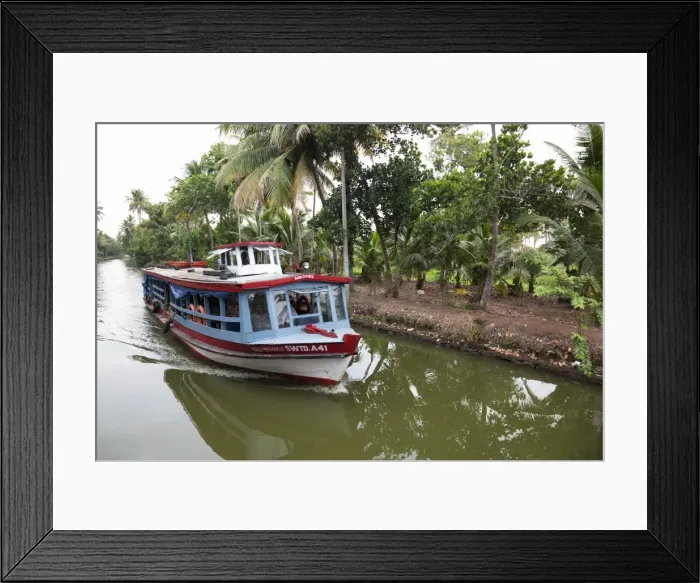 Framed Print : Ferry boat travelling on the Kerala Backwaters, Kerala, India, Asia Framed Print : Ferry boat travelling on the Kerala Backwaters, Kerala, India, Asia