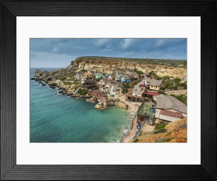 Framed Print : Popeye village, former movie set and now amusement park, Malta, Mediterranean, Europe Framed Print : Popeye village, former movie set and now amusement park, Malta, Mediterranean, Europe