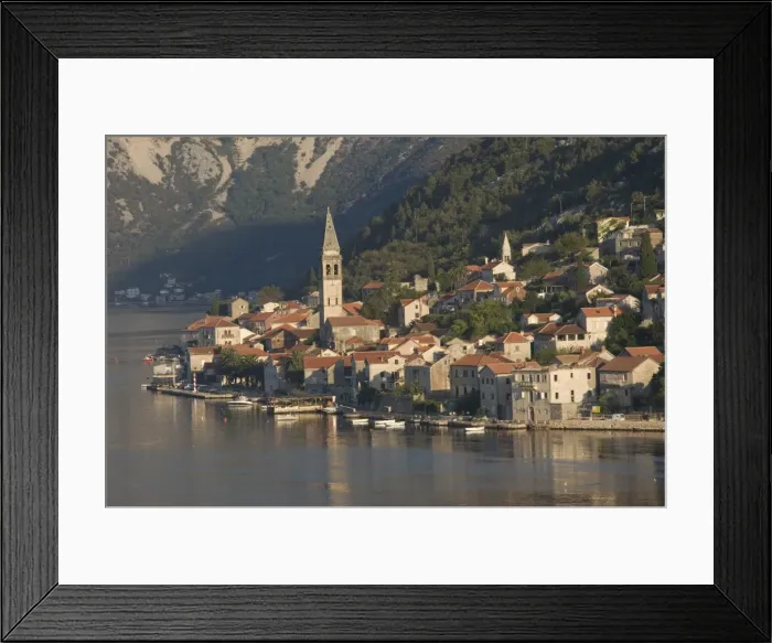 Framed Print : A small town on the fjord approaching Kotor, Montenegro, Europe Framed Print : A small town on the fjord approaching Kotor, Montenegro, Europe