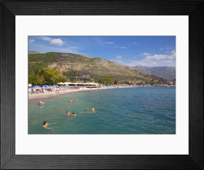 Framed Print : View of Slovenka Plaza Beach, Budva, Montenegro, Europe Framed Print : View of Slovenka Plaza Beach, Budva, Montenegro, Europe