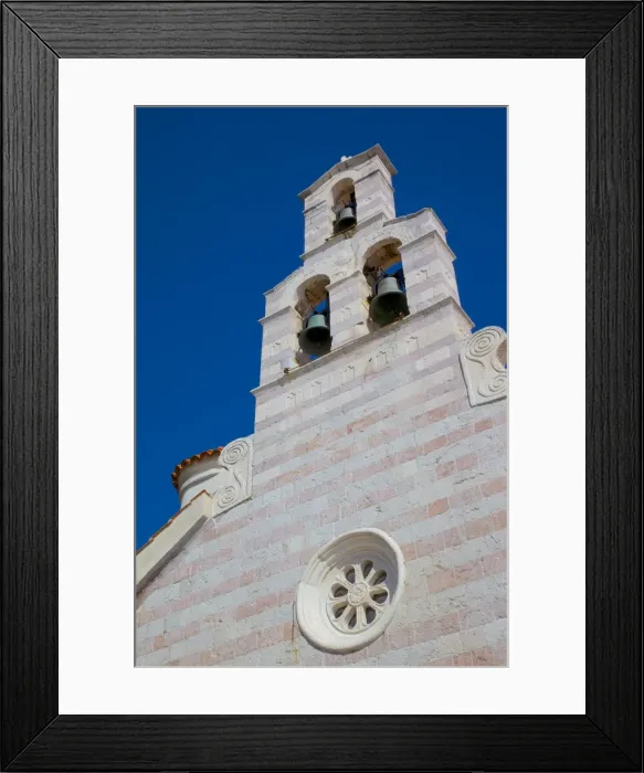 Framed Print : Church bell tower, Old Town, Budva, Montenegro, Europe Framed Print : Church bell tower, Old Town, Budva, Montenegro, Europe