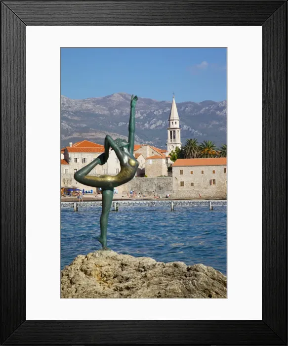 Framed Print : View of Old Town, Budva, Montenegro, Europe Framed Print : View of Old Town, Budva, Montenegro, Europe