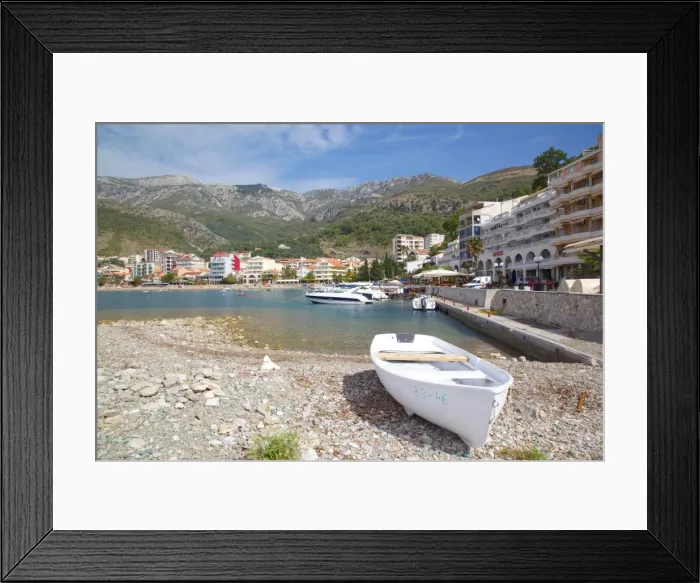 Framed Print : View of harbour and boats, Becici, Budva Bay, Montenegro, Europe Framed Print : View of harbour and boats, Becici, Budva Bay, Montenegro, Europe