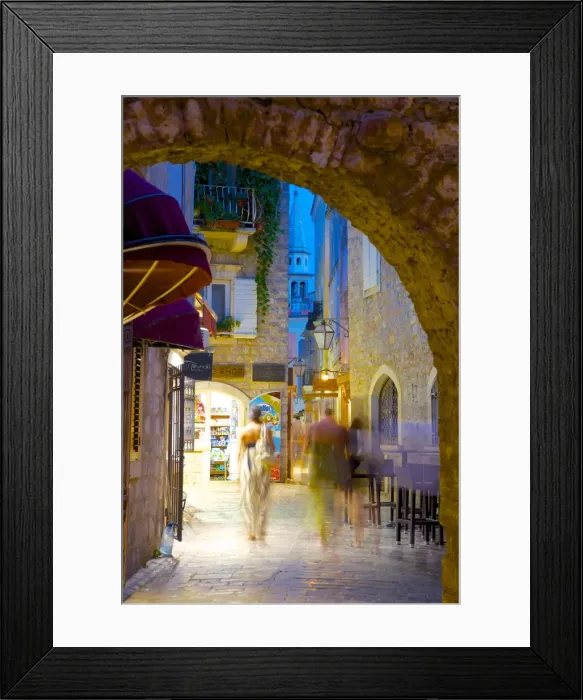 Framed Print : Old Town at night, Budva, Montenegro, Europe Framed Print : Old Town at night, Budva, Montenegro, Europe
