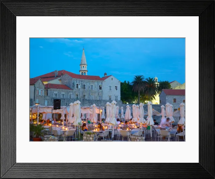 Framed Print : Old Town at night, Budva, Montenegro, Europe Framed Print : Old Town at night, Budva, Montenegro, Europe