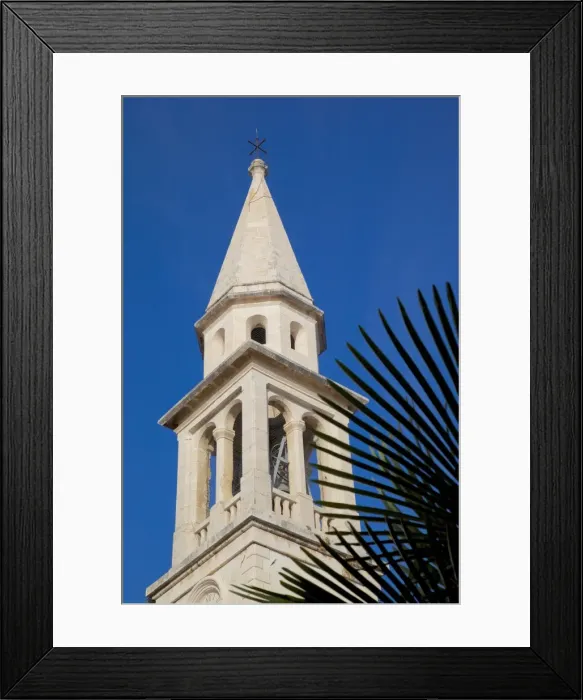 Framed Print : Church bell tower, Old Town, Budva, Montenegro, Europe Framed Print : Church bell tower, Old Town, Budva, Montenegro, Europe