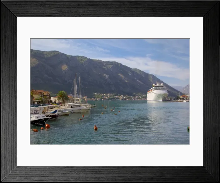 Framed Print : Harbour and cruise ship, Old Town, Kotor, Montenegro, Europe Framed Print : Harbour and cruise ship, Old Town, Kotor, Montenegro, Europe