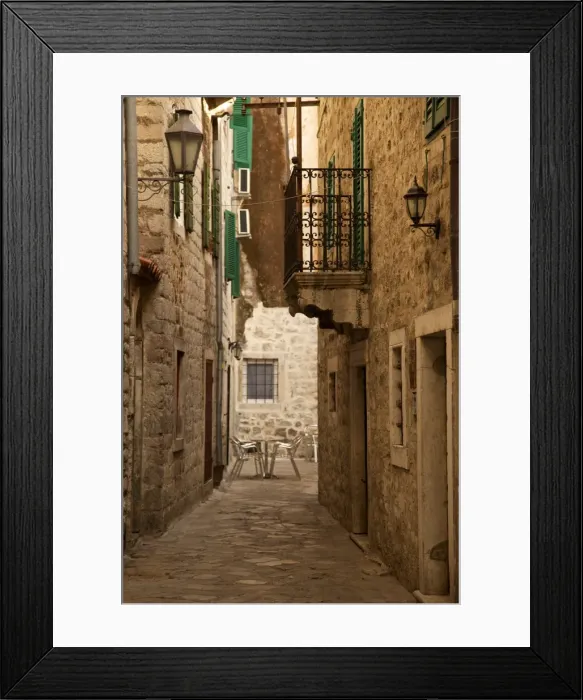 Framed Print : Narrow street, Old Town, Kotor, UNESCO World Heritage Site, Montenegro, Europe Framed Print : Narrow street, Old Town, Kotor, UNESCO World Heritage Site, Montenegro, Europe