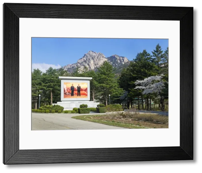 Framed Print : Portrait of the Great Leaders, Kim Il Sung and Kim Jong Il, Kumgang Mountains, Democratic Peoples Republic of Korea (DPRK), North Korea, Asia