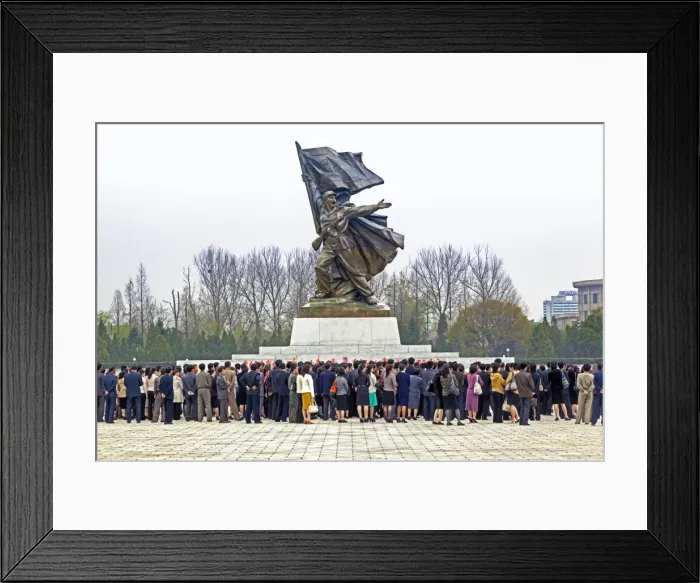 Framed Print : People coming to pay respects at the Monument to the Victorious Fatherland Liberation war, Pyongyang, Democratic Peoples Republic of Korea (DPRK), North Korea, Asia