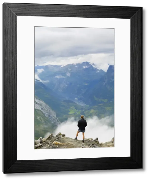Framed Print : View from Dalsnibba mountain viewpoint, near Geiranger, More og Romsdal, Norway, Scandinavia, Europe