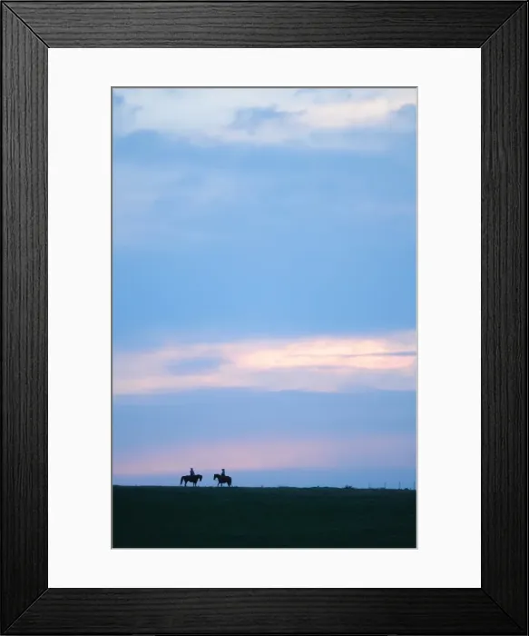 Framed Print : Two horses and the riders, Flint Hills, Kansas, United States of America, North America Framed Print : Two horses and the riders, Flint Hills, Kansas, United States of America, North America