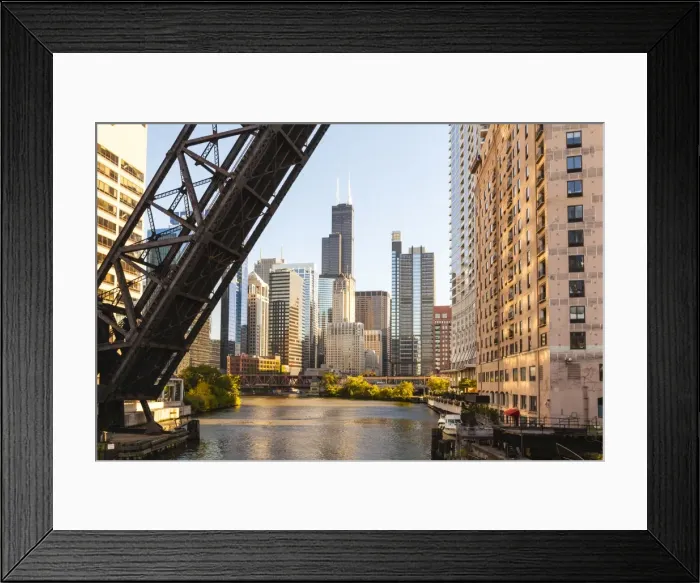 Framed Print : Chicago River and towers of the West Loop area, Willis Tower, formerly the Sears Tower in the background, a raised disused railway bridge in the foreground, Chicago, Illinois, United States of America, North America Framed Print : Chicago River and towers of the West Loop area, Willis Tower, formerly the Sears Tower in the background, a raised disused railway bridge in the foreground, Chicago, Illinois, United States of America, North America