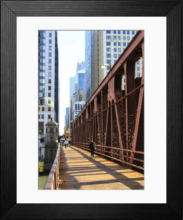 Framed Print : Pedestrians crossing a bridge over the Chicago River, Chicago, Illinois, United States of America, North America Framed Print : Pedestrians crossing a bridge over the Chicago River, Chicago, Illinois, United States of America, North America