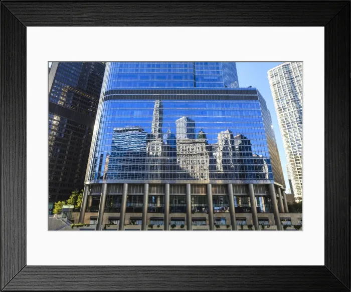 Framed Print : Skyscrapers on West Wacker Drive reflected in the Trump Tower, Chicago, Illinois, United States of America, North America Framed Print : Skyscrapers on West Wacker Drive reflected in the Trump Tower, Chicago, Illinois, United States of America, North America