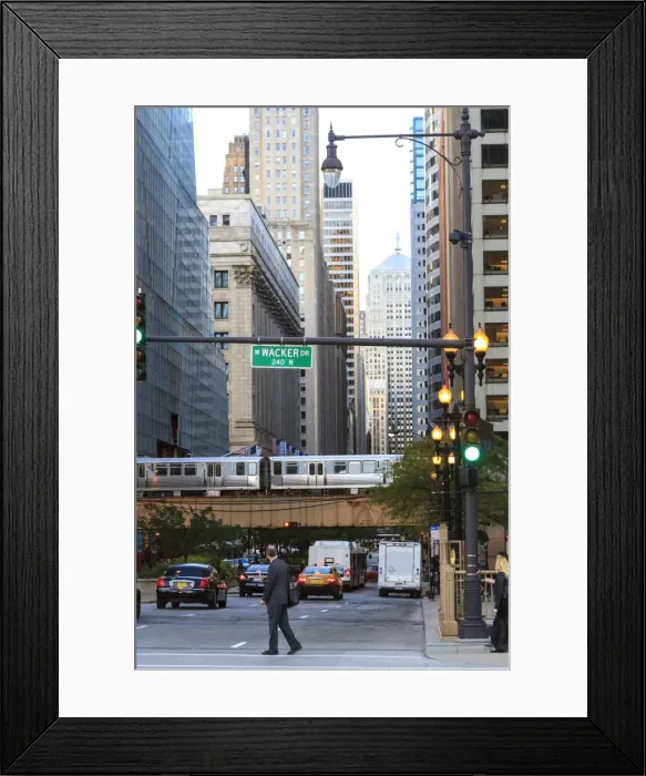 Framed Print : El train crossing North Clark Street, The Loop, Chicago, Illinois, United States of America, North America Framed Print : El train crossing North Clark Street, The Loop, Chicago, Illinois, United States of America, North America