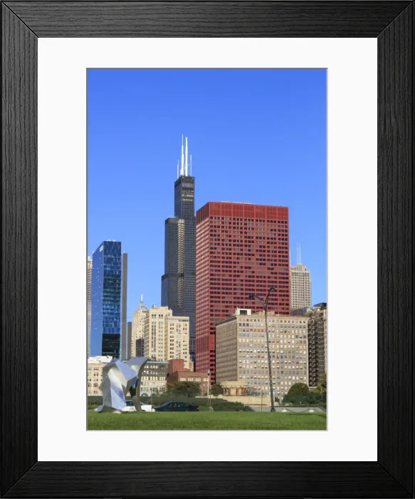 Framed Print : Tall buildings including the Willis Tower, formerly the Sears Tower from Grant Park, Chicago, Illinois, United States of America, North America Framed Print : Tall buildings including the Willis Tower, formerly the Sears Tower from Grant Park, Chicago, Illinois, United States of America, North America
