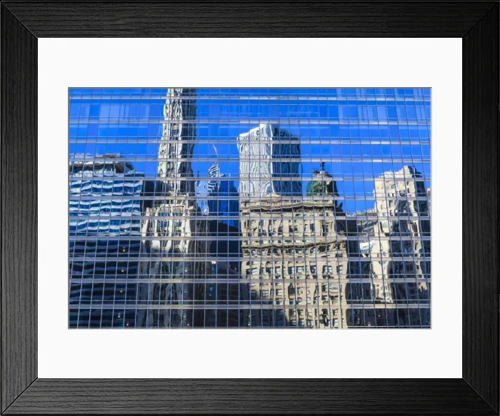 Framed Print : Buildings on West Wacker Drive reflected in the Trump Tower, Chicago, Illinois, United States of America, North America Framed Print : Buildings on West Wacker Drive reflected in the Trump Tower, Chicago, Illinois, United States of America, North America