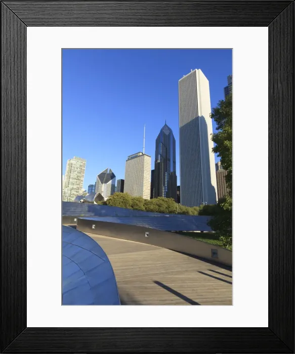 Framed Print : The BP Pedestrian Bridge designed by Frank Gehry links Grant Park and Millennium Park, Chicago, Illinois, United States of America, North America Framed Print : The BP Pedestrian Bridge designed by Frank Gehry links Grant Park and Millennium Park, Chicago, Illinois, United States of America, North America