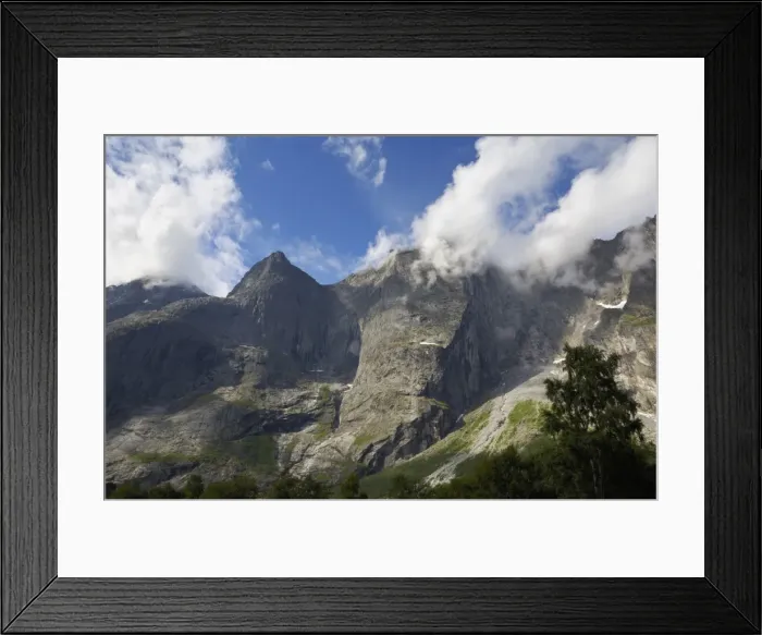 Framed Print : Trollveggen, Troll Wall, sheer mountain cliffs, More og Romsdal, Norway, Scandinavia, Europe