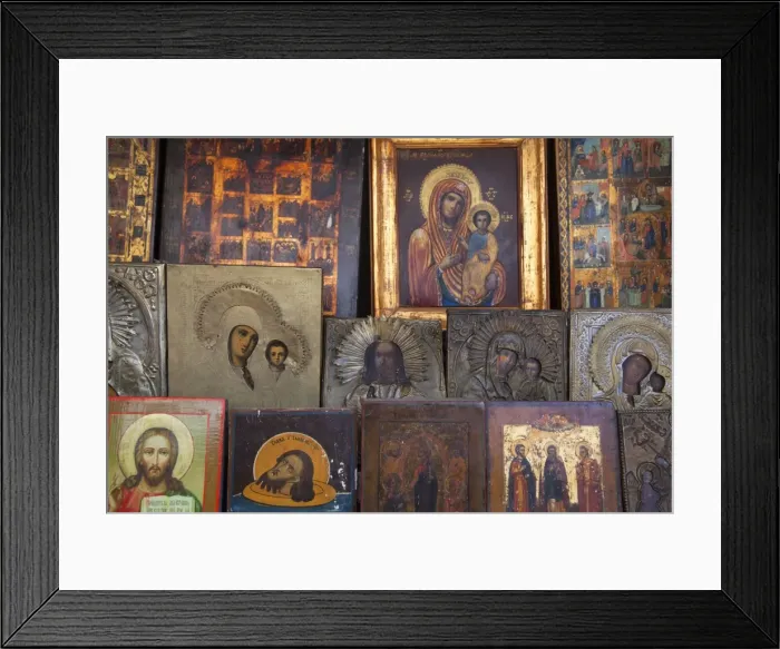Framed Print : Russian icon paintings for sale, St. Petersburg, Russia, Europe Framed Print : Russian icon paintings for sale, St. Petersburg, Russia, Europe