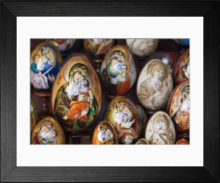 Framed Print : Painted religious eggs for sale, St. Petersburg, Russia, Europe Framed Print : Painted religious eggs for sale, St. Petersburg, Russia, Europe