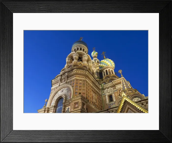 Framed Print : Looking up at the Church on Spilled Blood illuminated at dusk, UNESCO World Heritage Site, St. Petersburg, Russia, Europe