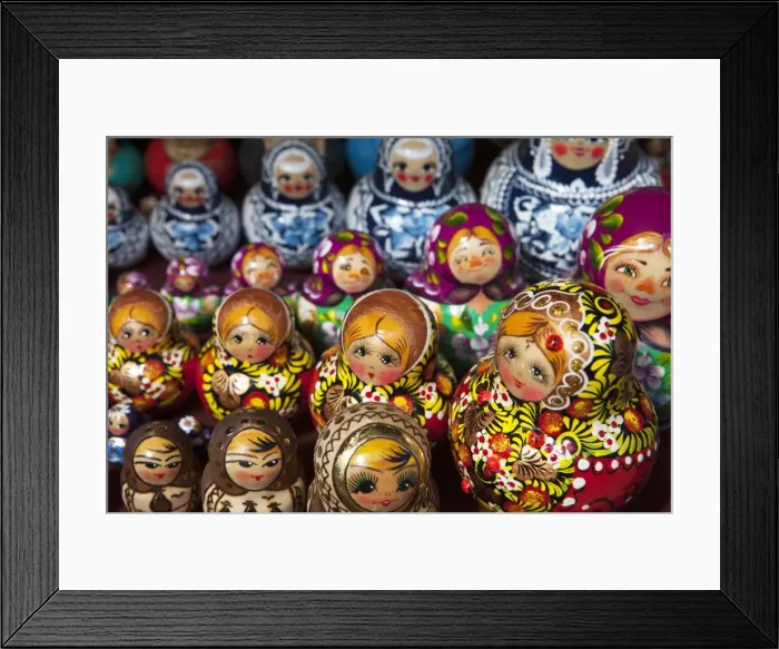 Framed Print : Decorative Russian dolls for sale, St. Petersburg, Russia, Europe Framed Print : Decorative Russian dolls for sale, St. Petersburg, Russia, Europe