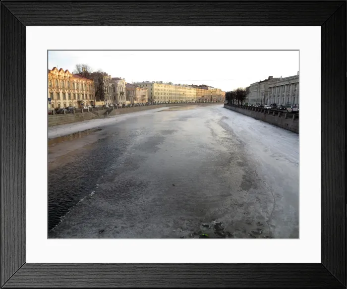 Framed Print : Frozen canal in winter, St. Petersburg, Russia, Europe Framed Print : Frozen canal in winter, St. Petersburg, Russia, Europe