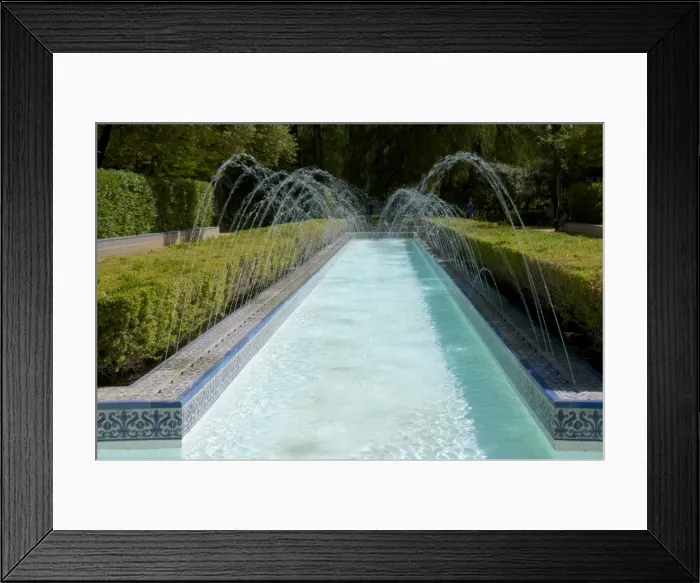 Framed Print : Water canal and waterworks in Maria Luisa Park, Seville, Andalusia, Spain, Europe Framed Print : Water canal and waterworks in Maria Luisa Park, Seville, Andalusia, Spain, Europe