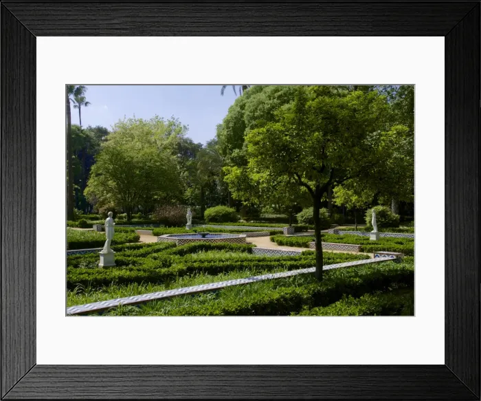 Framed Print : Statues and flower beds, Maria Luisa park, Seville, Andalusia, Spain, Europe Framed Print : Statues and flower beds, Maria Luisa park, Seville, Andalusia, Spain, Europe