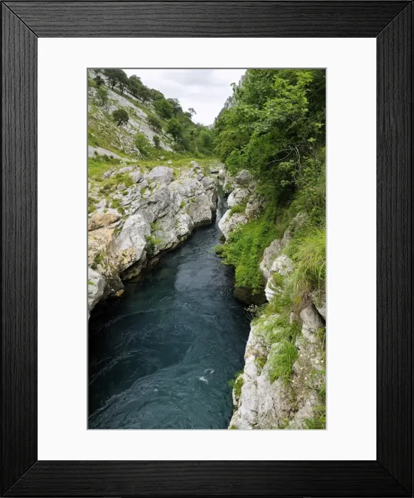 Framed Print : Rio Cares carving through karst limestone valley in the Picos de Europa mountains, near Panes, Asturias, Spain, Europe Framed Print : Rio Cares carving through karst limestone valley in the Picos de Europa mountains, near Panes, Asturias, Spain, Europe